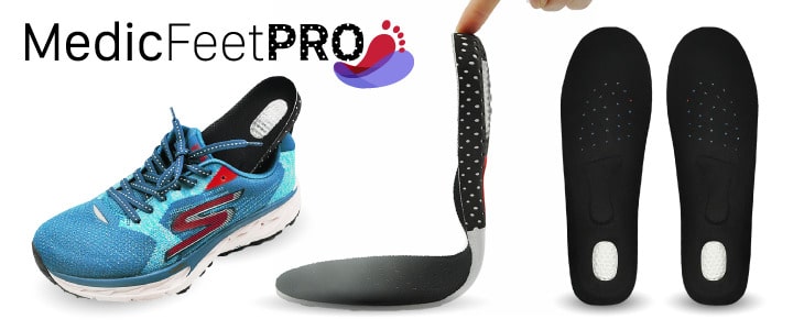 Medic Feet Pro, semelles pour fasciite plantaire intérieures en silicone pour pieds plats